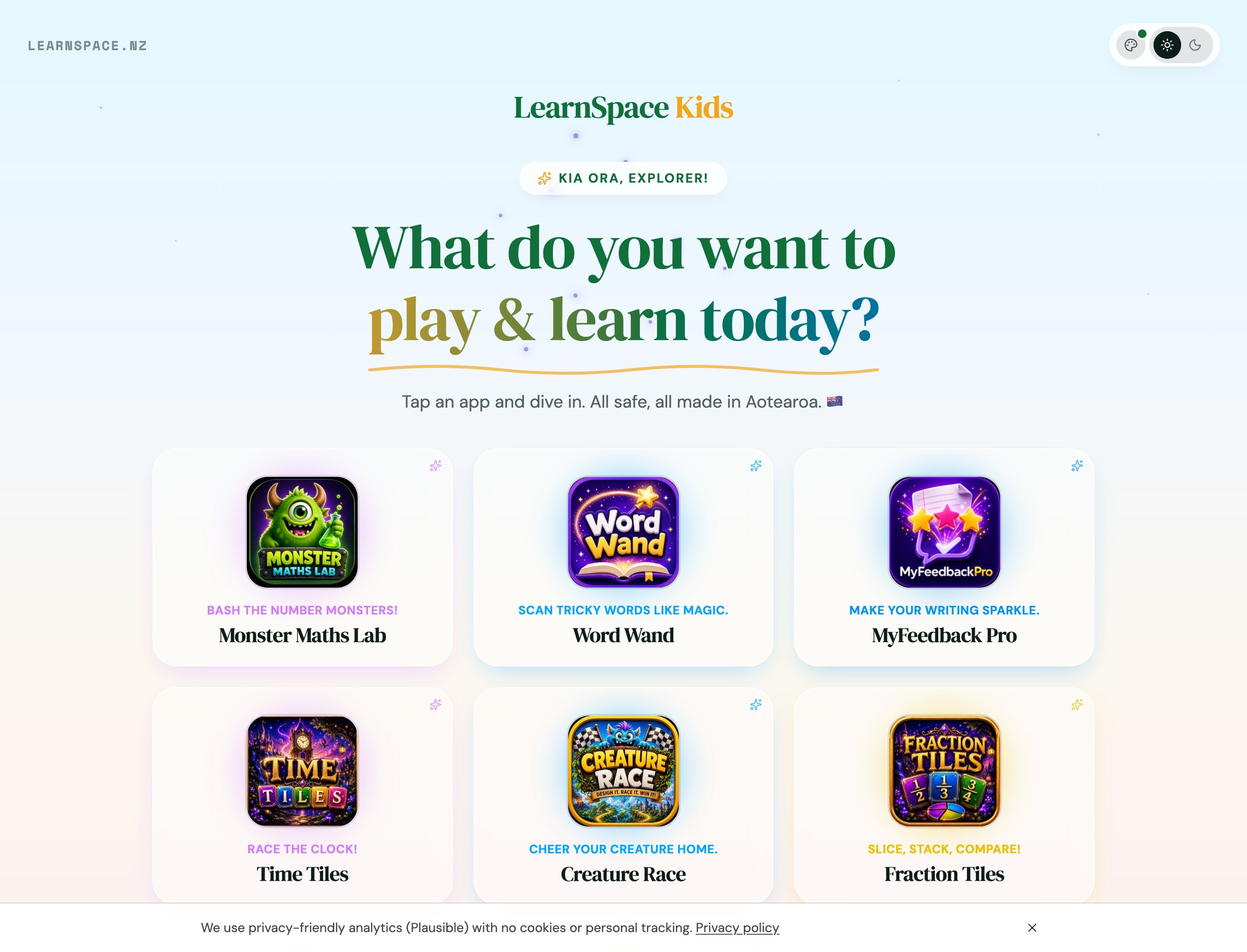 Kids Portal on a tablet in the Matariki theme