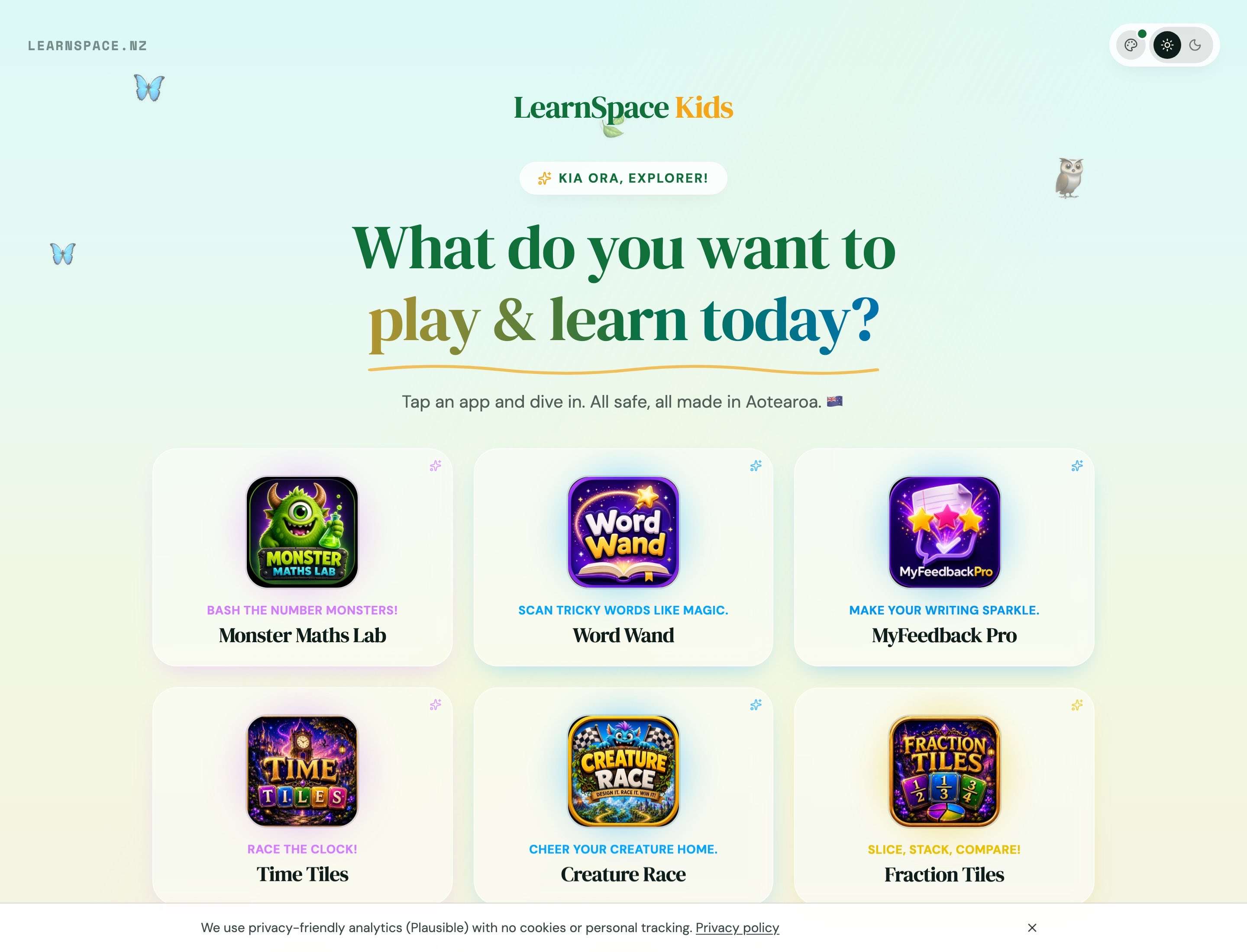 Kids Portal in the Aotearoa Native Bush theme